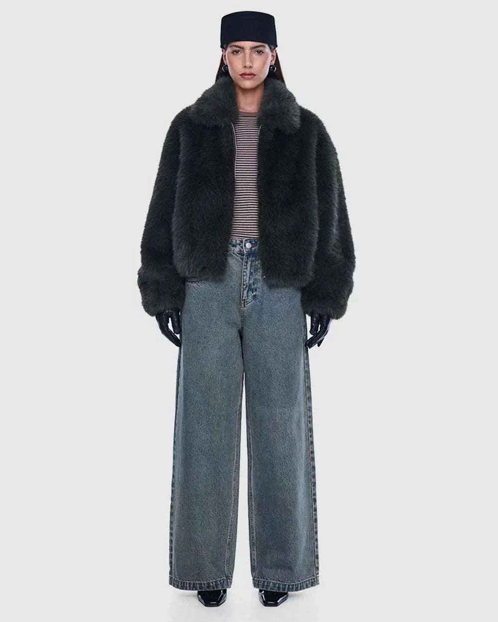 Ena Pelly Daphne Faux Fur Bomber Olive