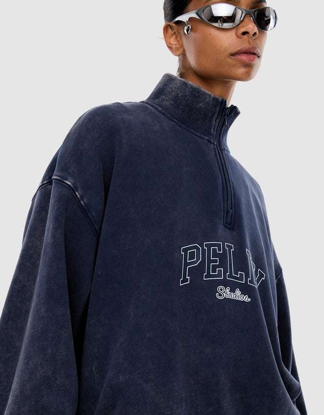 Ena Pelly Asher Qtr Zip Through Washed Ink