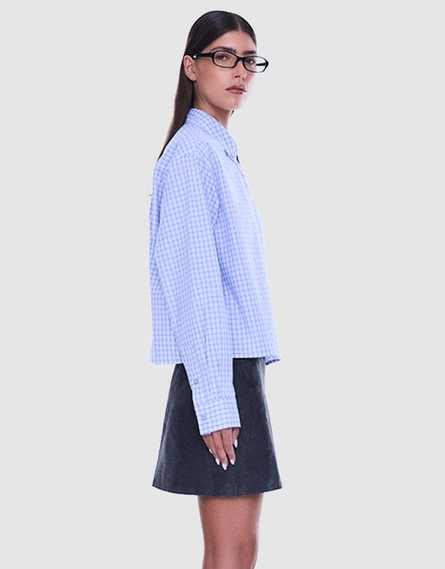 Ena Pelly Georgia Boxy Shirt Blue Check