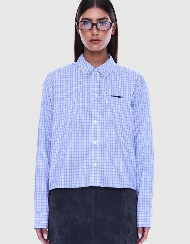 Ena Pelly Georgia Boxy Shirt Blue Check
