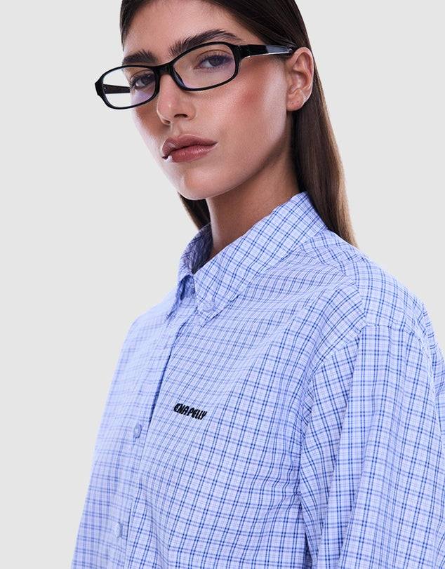 Ena Pelly Georgia Boxy Shirt Blue Check