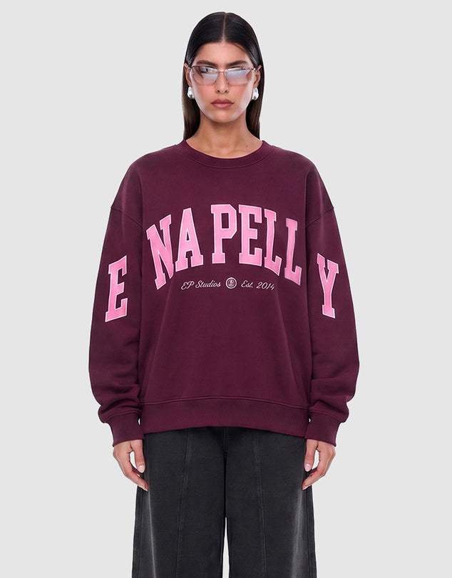 Ena Pelly Mila Oversized Sweater Deep Cherry Red