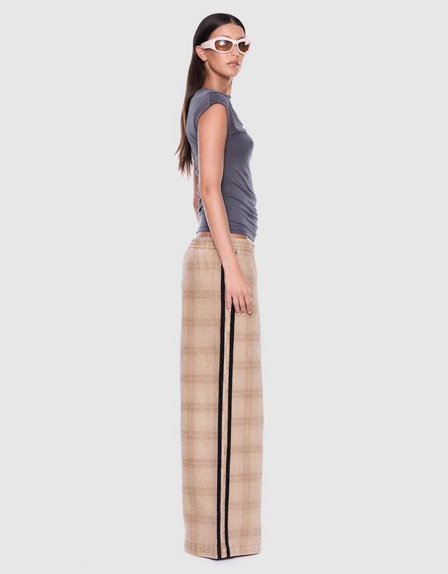 Ena Pelly Myla Wide Leg Pant Biege Check