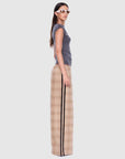 Ena Pelly Myla Wide Leg Pant Biege Check