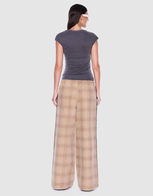 Ena Pelly Myla Wide Leg Pant Biege Check