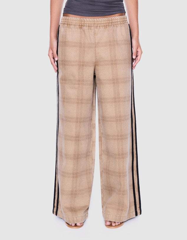 Ena Pelly Myla Wide Leg Pant Biege Check