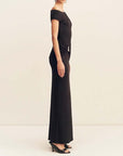 Shona Joy Miro Asymmetrical Gathered Maxi Dress Black