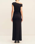 Shona Joy Miro Asymmetrical Gathered Maxi Dress Black