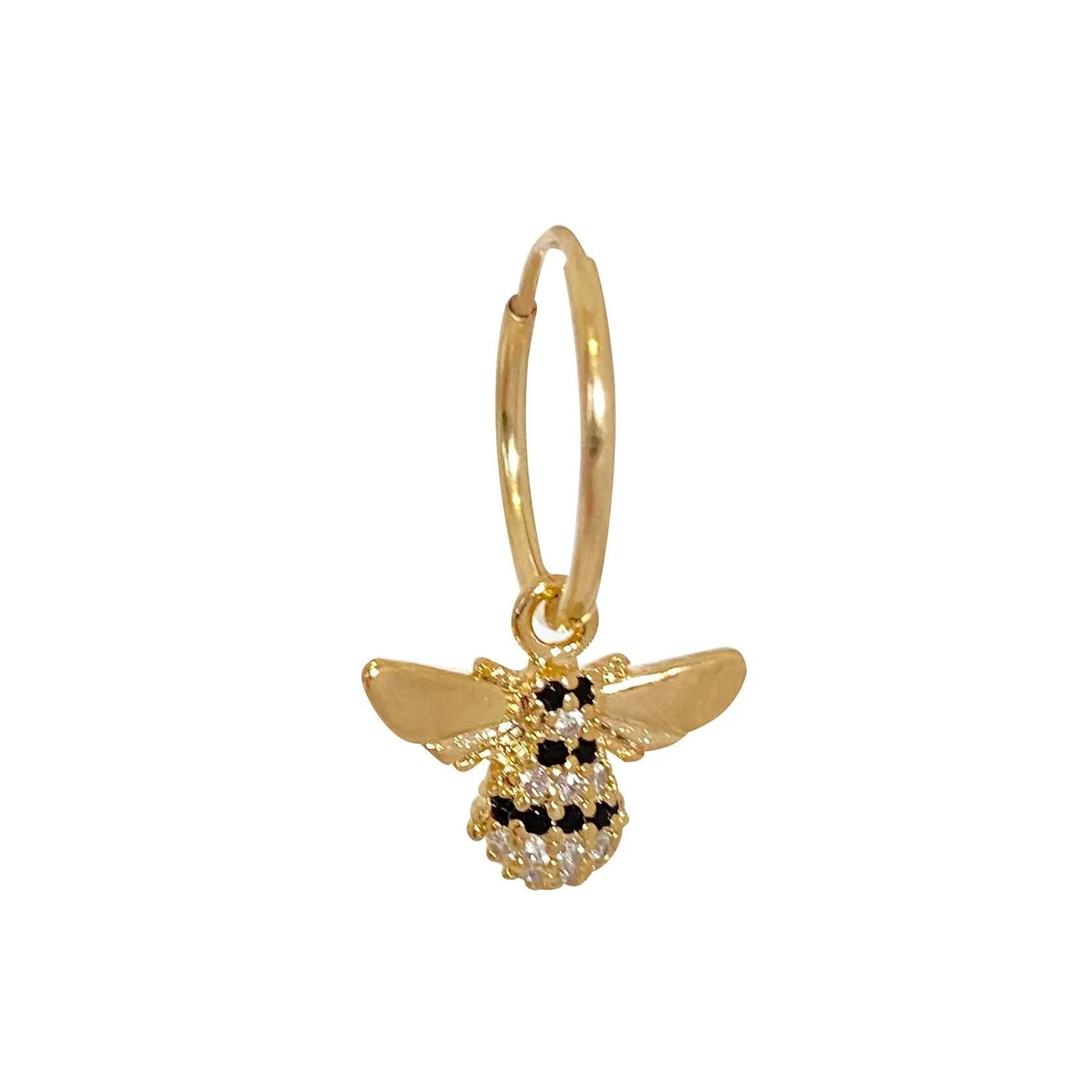 Gold Sister Honey Bee Hoop Earrings