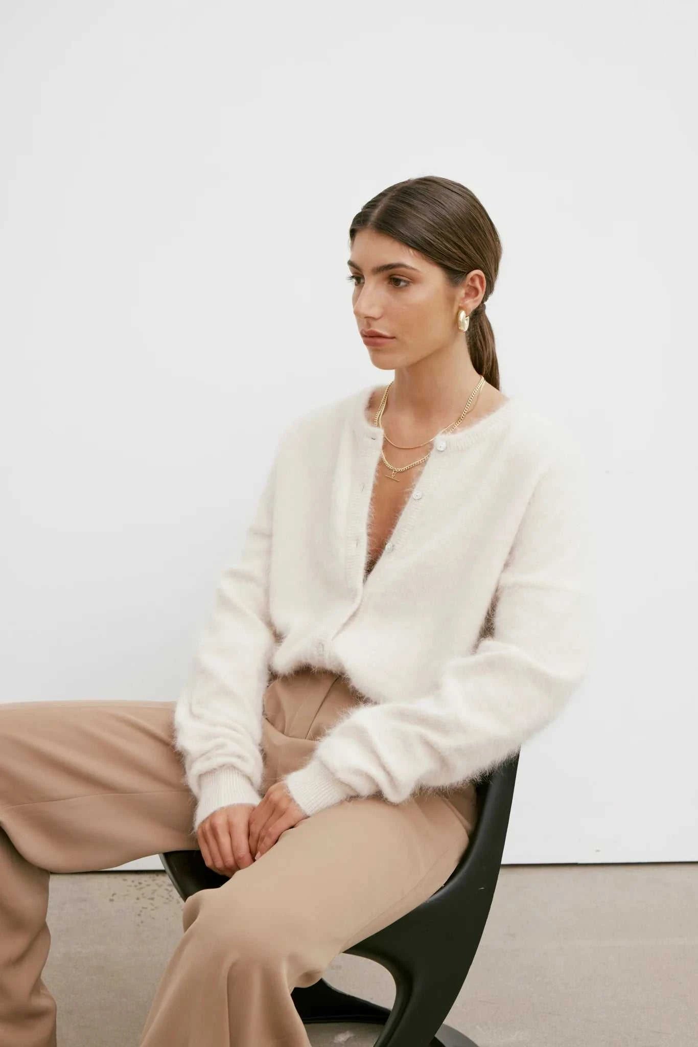 Nomads Frankie Cashmere Crew Neck Cardigan Oatmeal