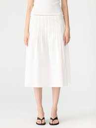 Bassike Crushed Cotton Gathered Skirt Natural