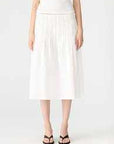 Bassike Crushed Cotton Gathered Skirt Natural