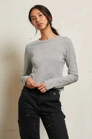 Perfectwhitetee Jamie Recycled Cotton Long Sleeve Heather Grey