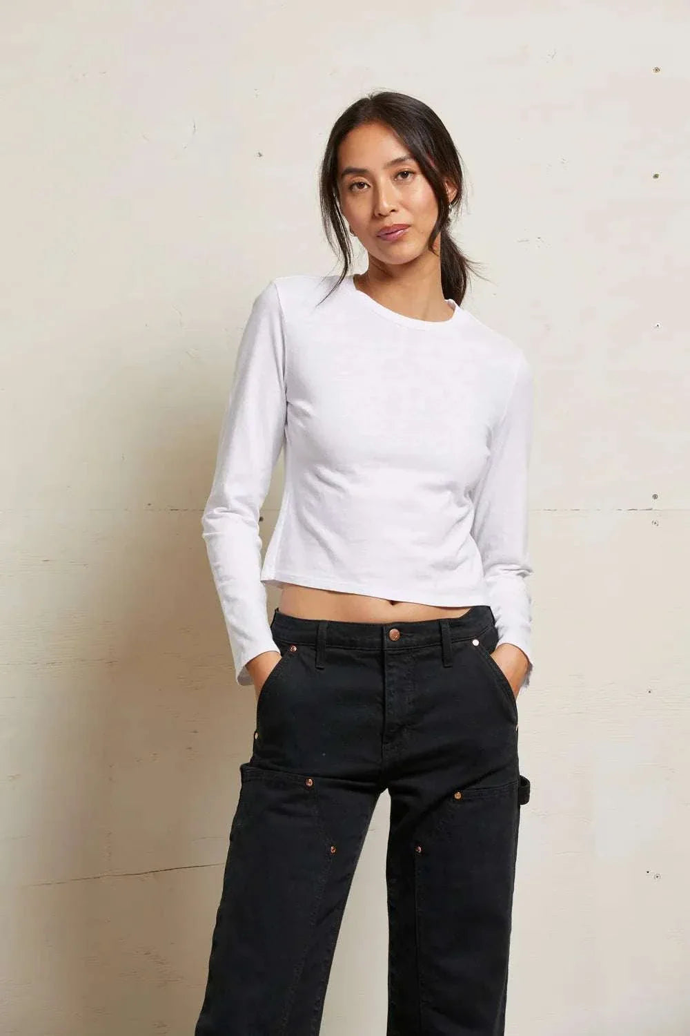 Perfectwhitetee Jamie Recycled Cotton Long Sleeve White