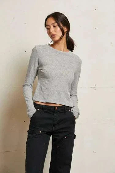 Perfectwhitetee Jamie Recycled Cotton Long Sleeve Heather Grey