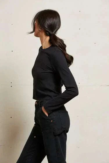 Perfectwhitetee Jamie Recycled Cotton Long Sleeve True Black