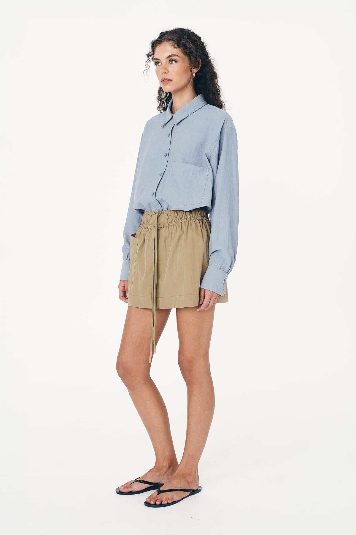 Rowie Jessica Cargo Mini Skirt Washed Khaki