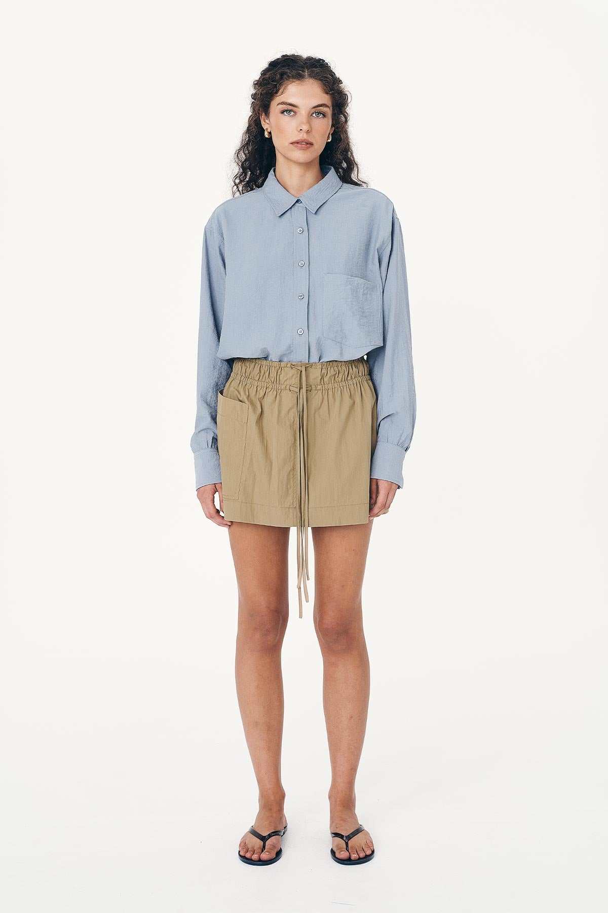 Rowie Jessica Cargo Mini Skirt Washed Khaki