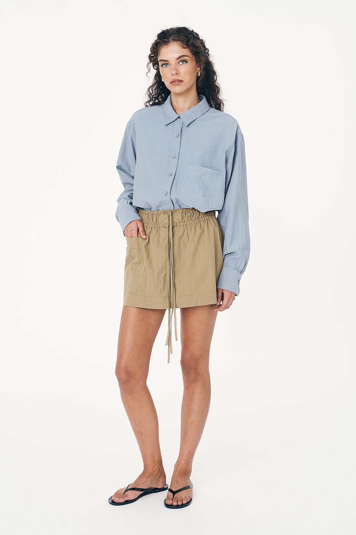 Rowie Jessica Cargo Mini Skirt Washed Khaki