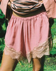 Ciao Ciao Vacation Unwind Lace Trim Shorts