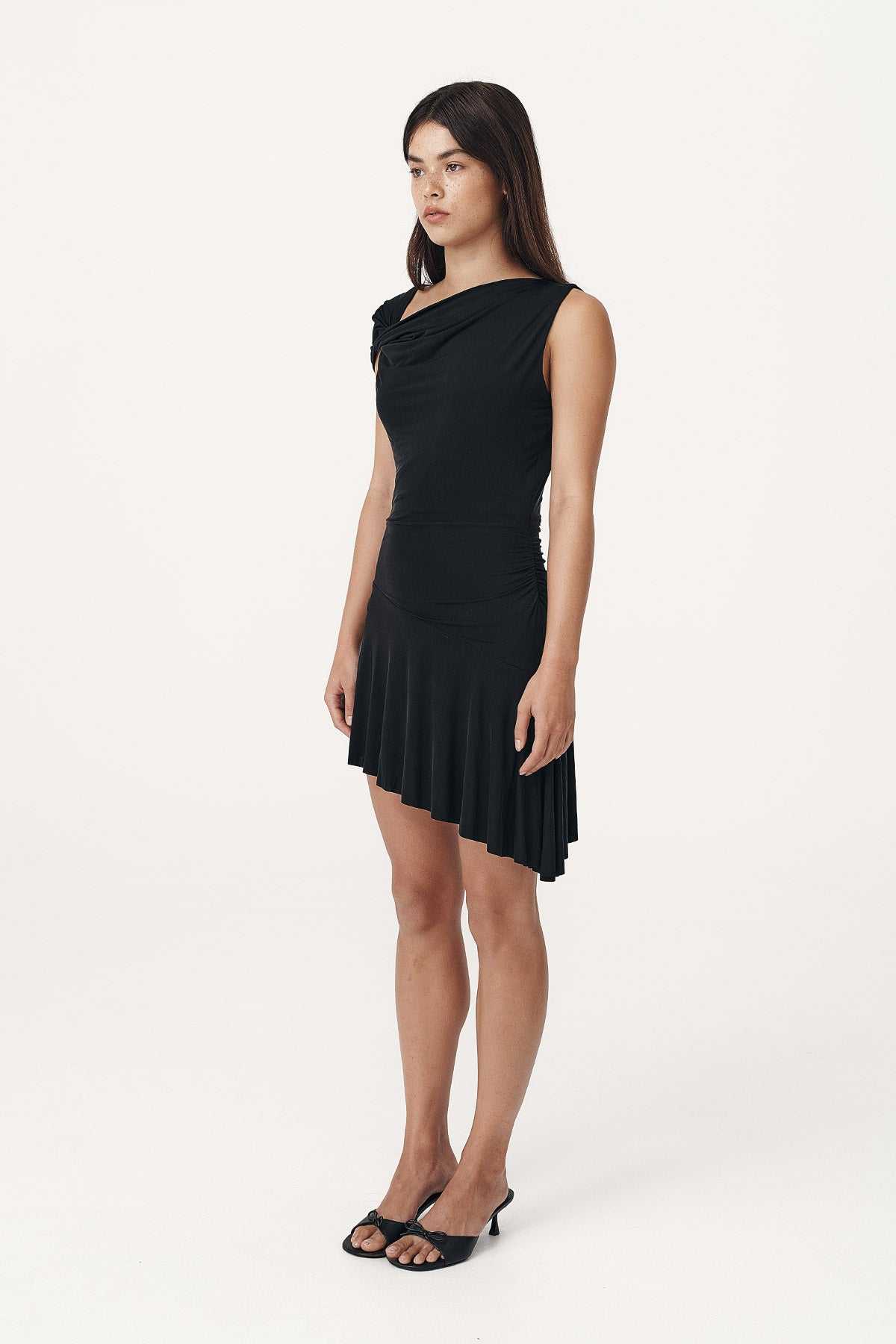 Rowie Lea Asym Mini Dress Noir