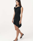 Rowie Lea Asym Mini Dress Noir