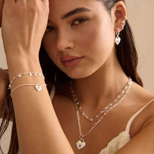 Murkani Cosmic Love Large Love You Heart Earrings Silver