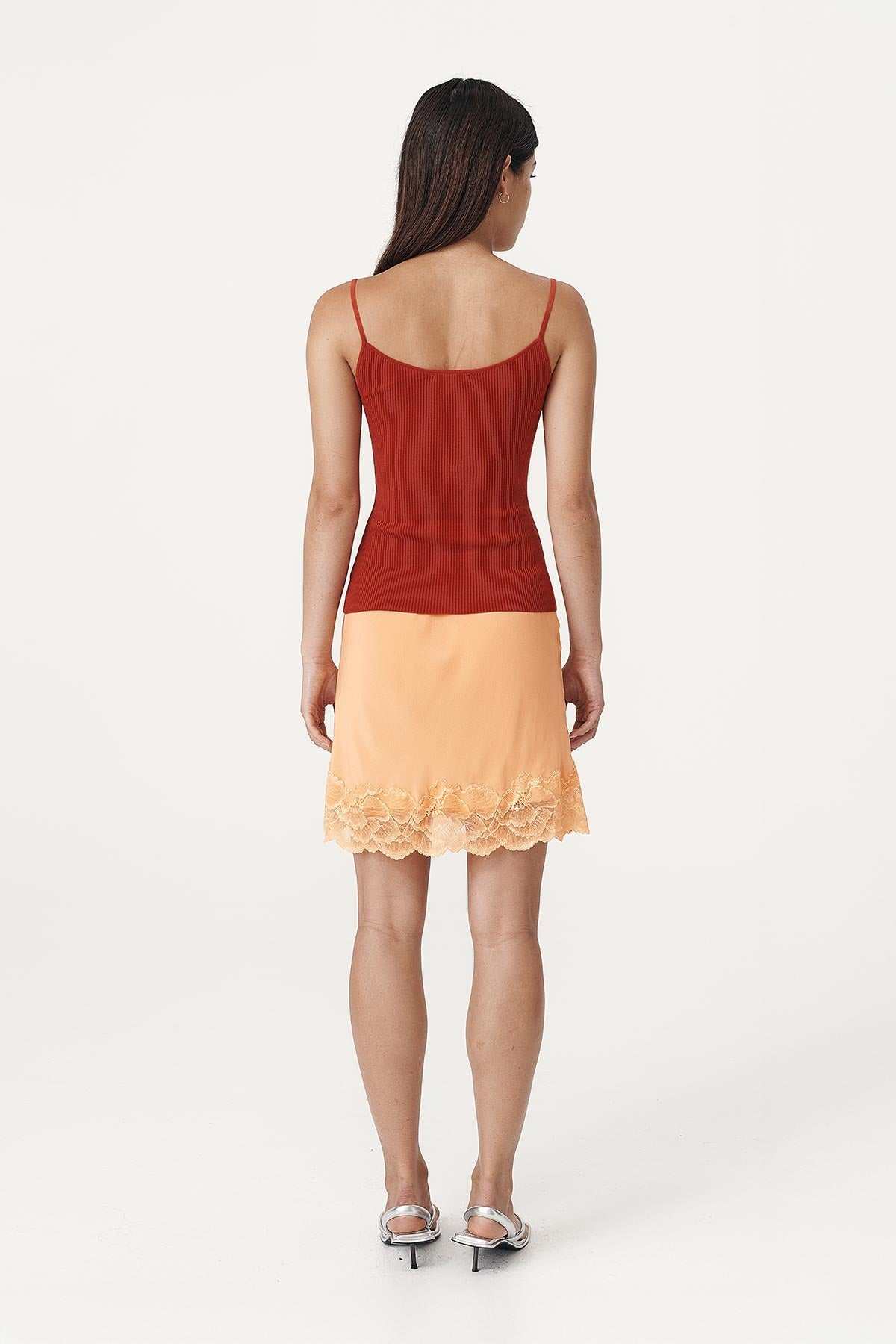 Rowie Marina Silk Mini Skirt Cantaloupe