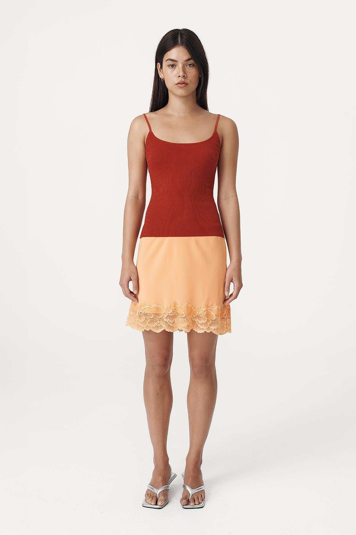 Rowie Marina Silk Mini Skirt Cantaloupe