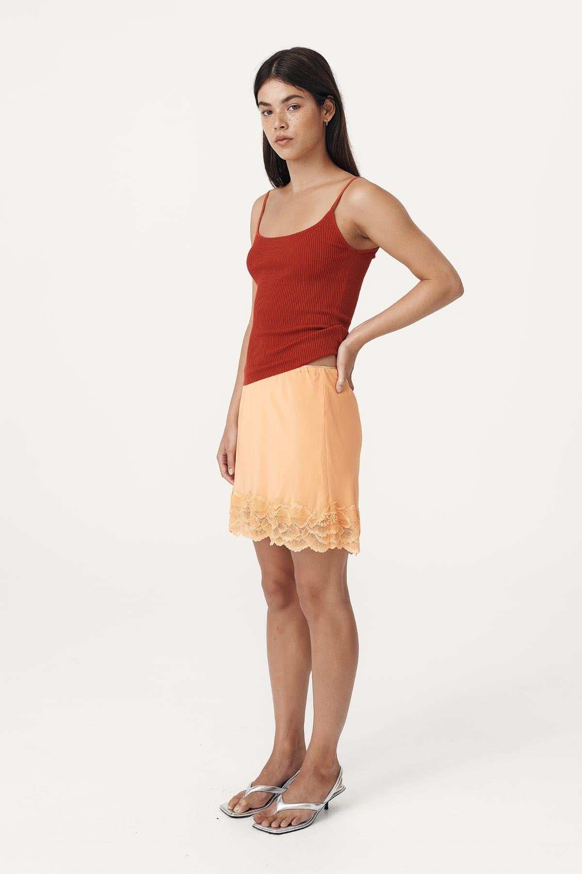 Rowie Marina Silk Mini Skirt Cantaloupe