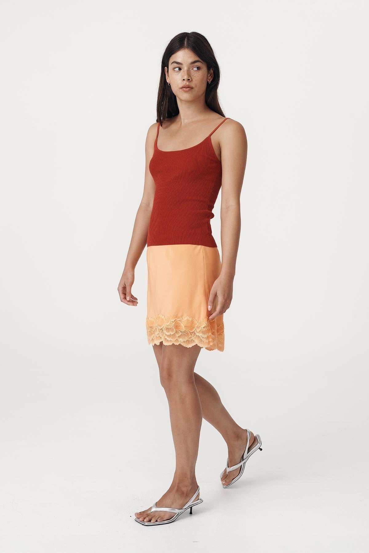 Rowie Marina Silk Mini Skirt Cantaloupe