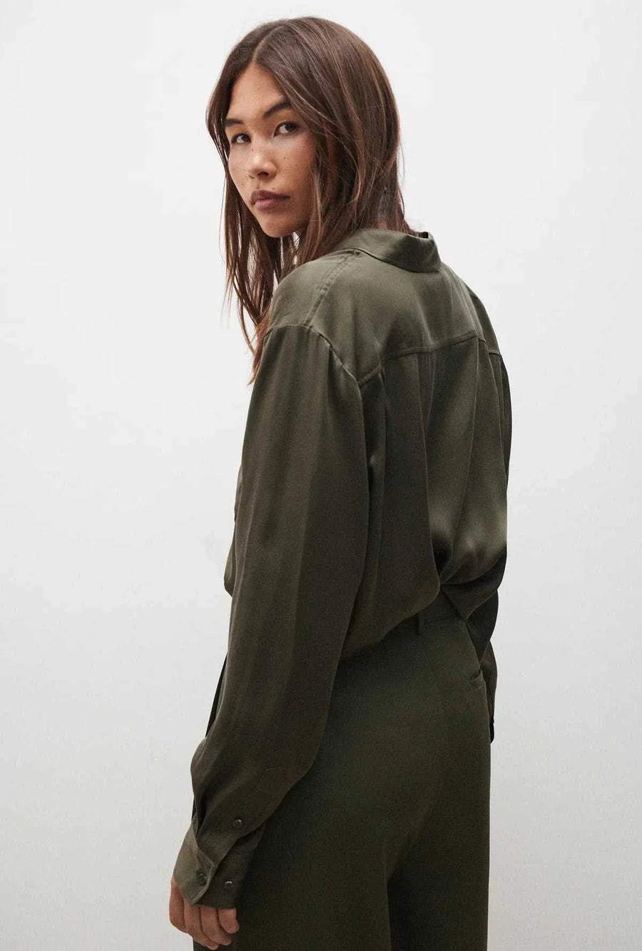 Silk Laundry Boyfriend Shirt 2.0 Pine