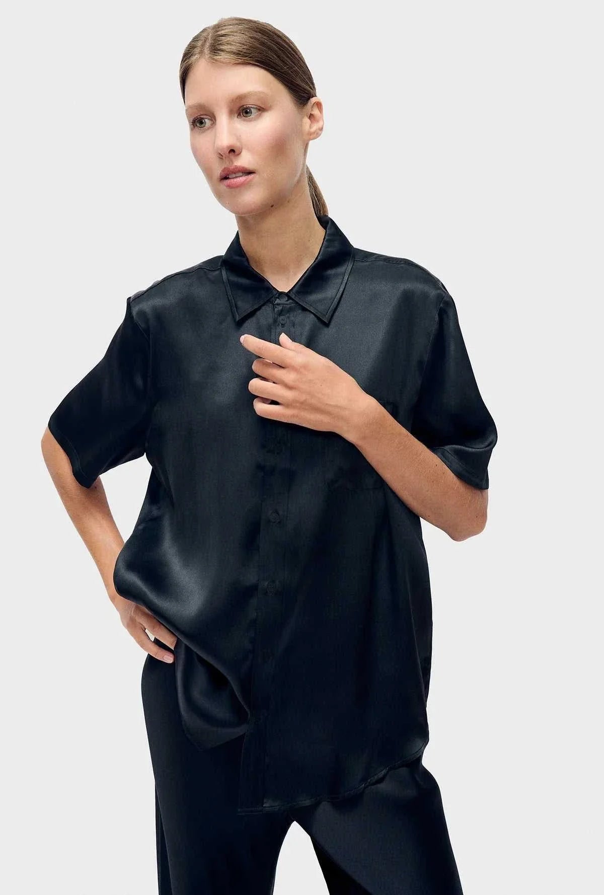 Silk Laundry Short Sleeve Boyfriend Shirt Year Of The Horse