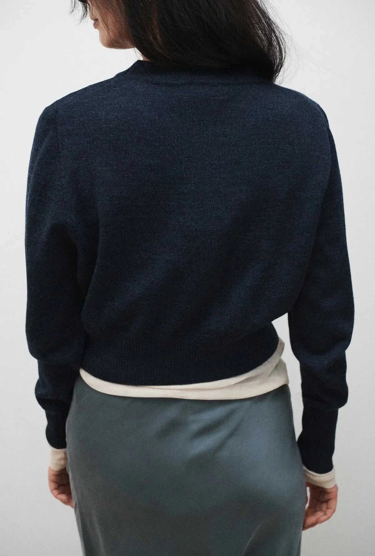 Silk Laundry Cropped Crewneck Azul Melange