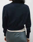 Silk Laundry Cropped Crewneck Azul Melange