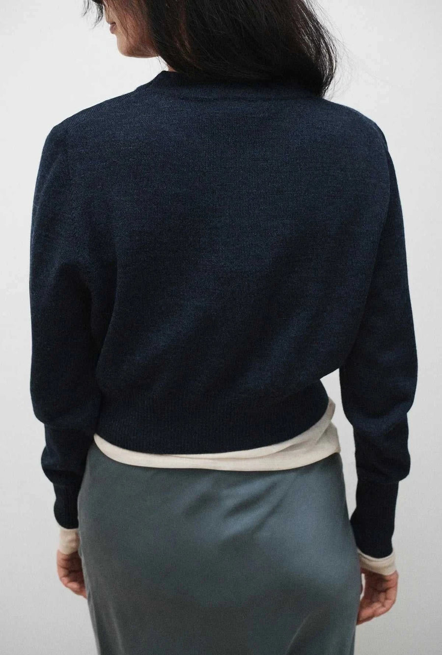 Silk Laundry Cropped Crewneck Azul Melange