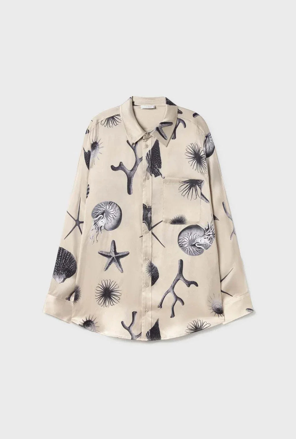 Silk Laundry Boyfriend Shirt Seashells