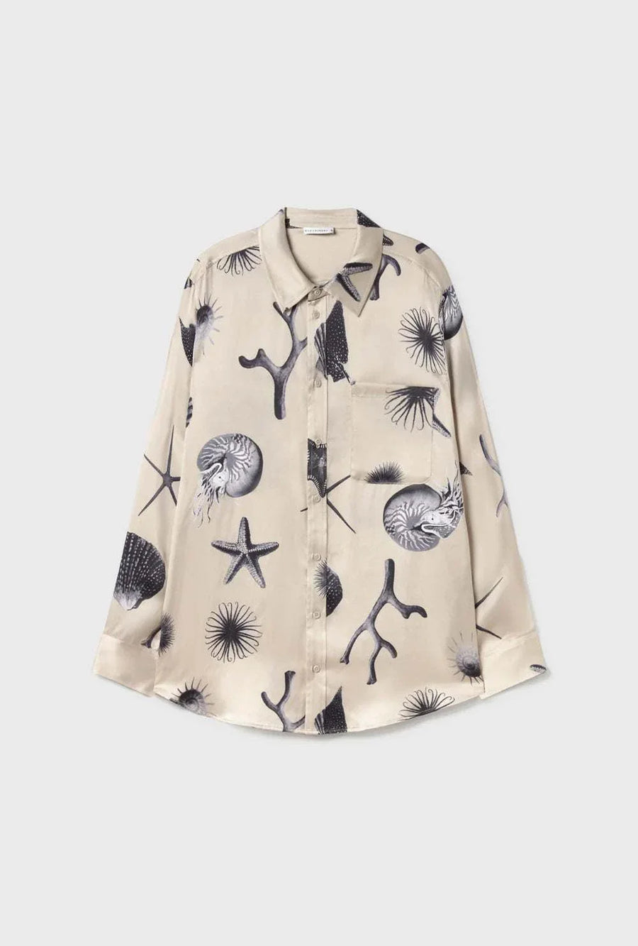 Silk Laundry Boyfriend Shirt Seashells