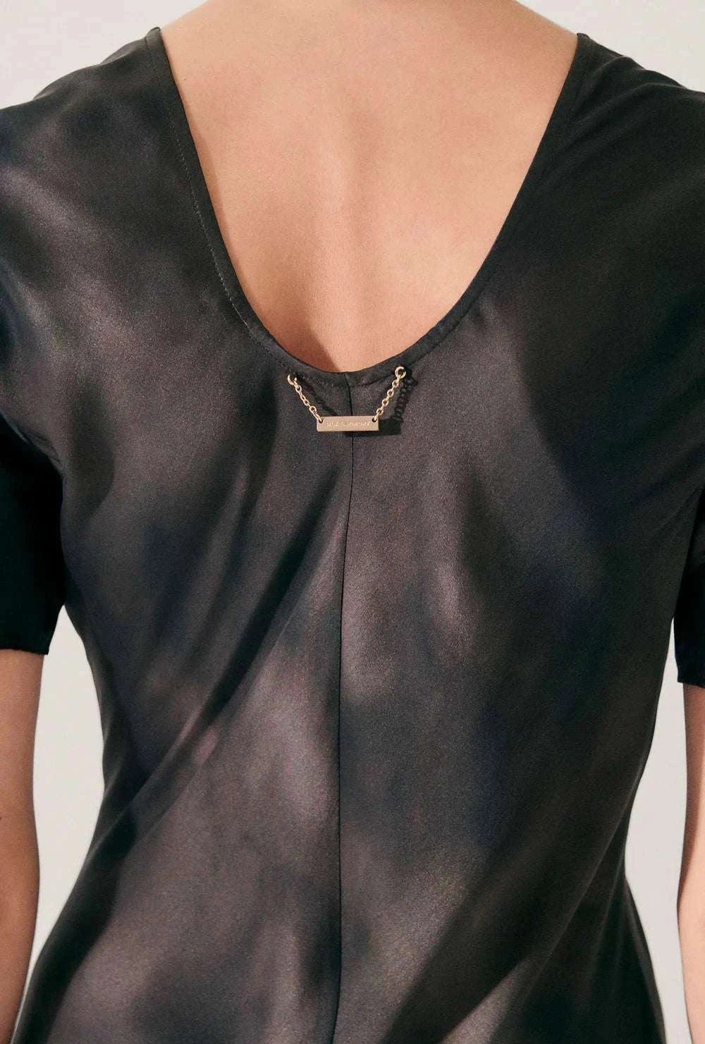 Silk Laundry Short Sleeve Bias Dress Smoke