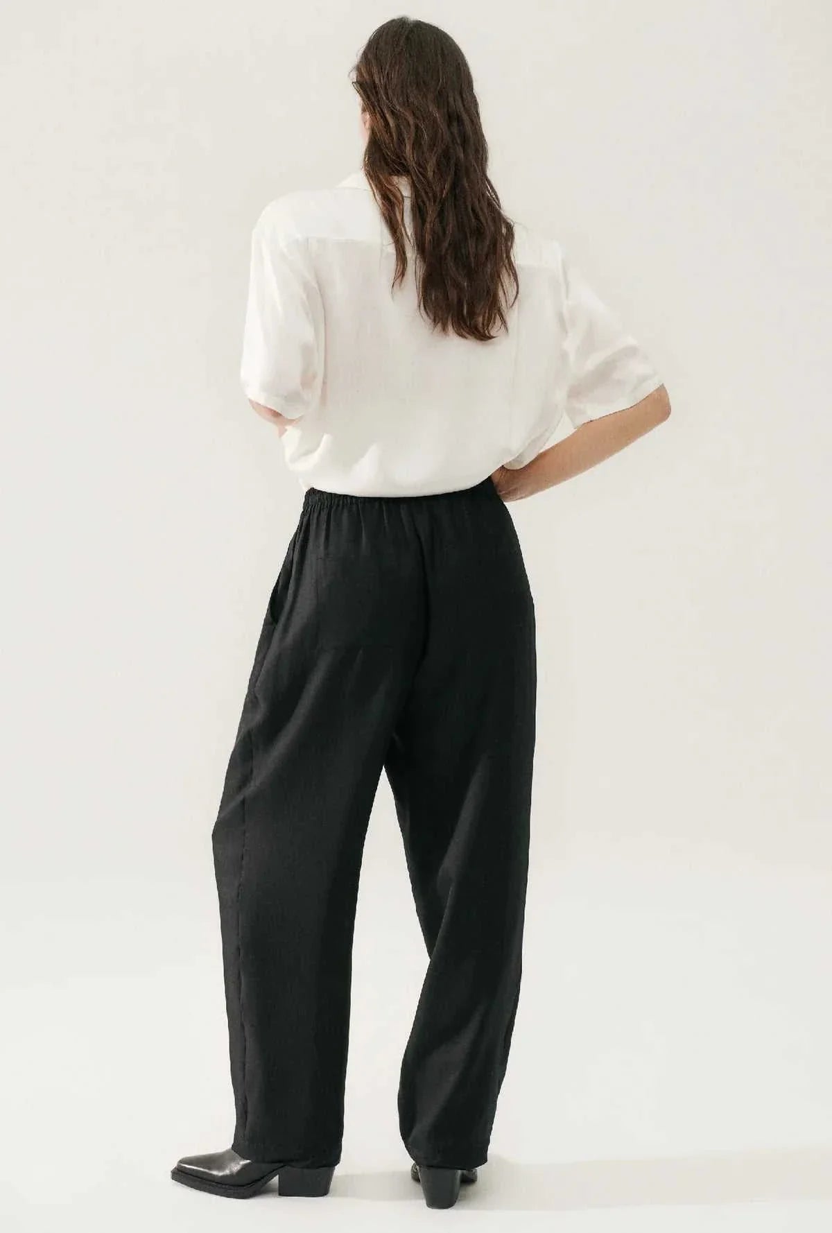 Silk Laundry Twill slouch Pants Black