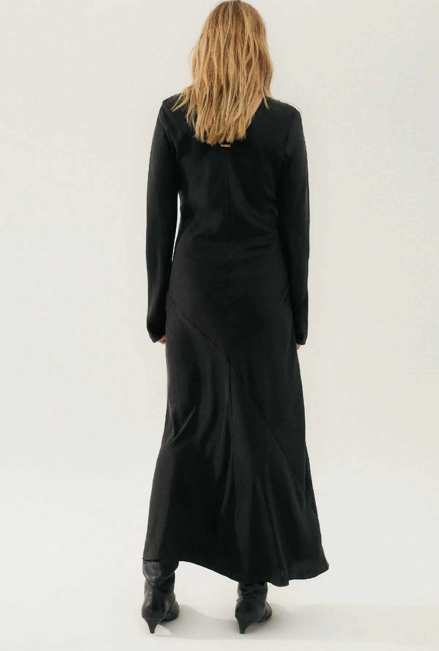 Silk Laundry Full Sleeve Bias Cut Dress Black