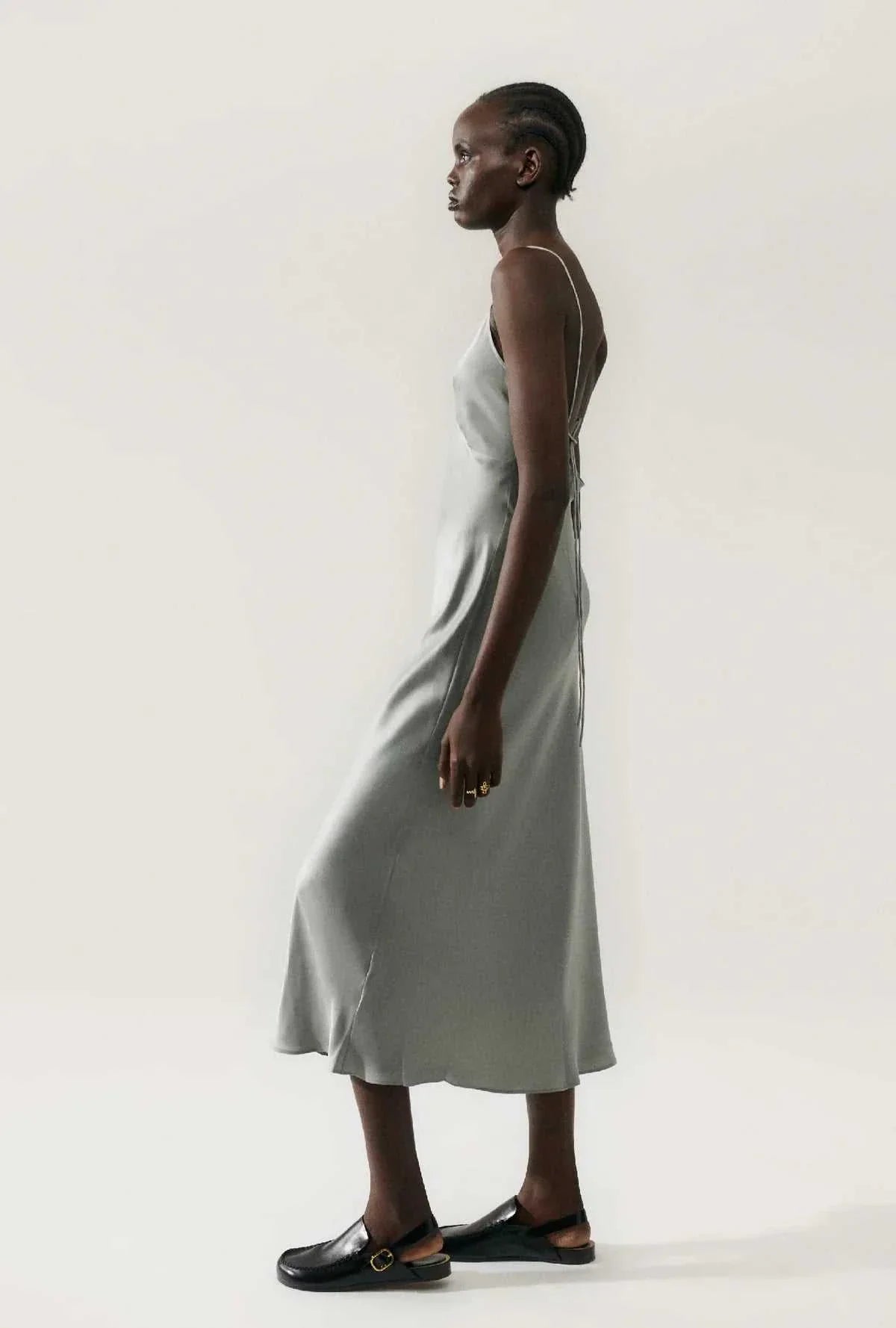 Silk Laundry Deco Rouleau Dress Moon