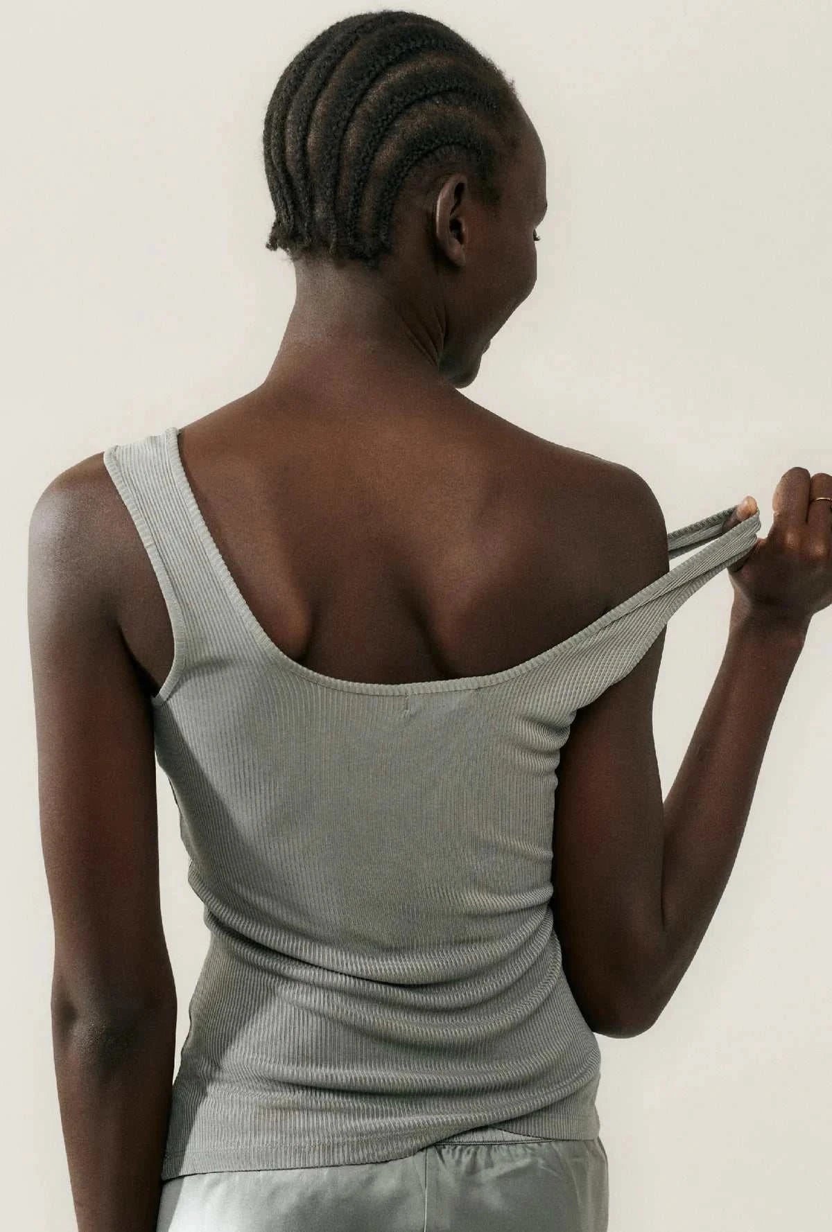 Silk Laundry Ribbed Tank Moon