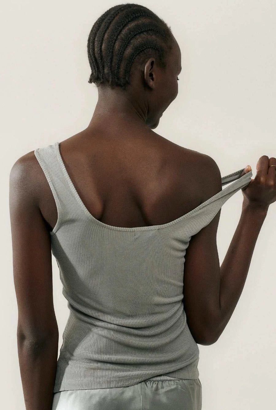 Silk Laundry Ribbed Tank Moon