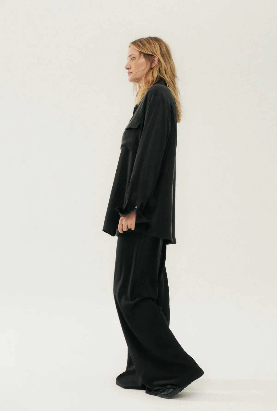 Silk Laundry Boyfriend Shirt Black