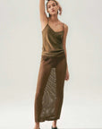 Silk Laundry Bias Cut Cami Dark Earth
