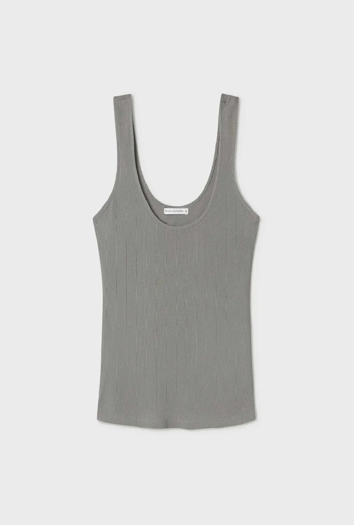 Silk Laundry Ribbed Tank Moon