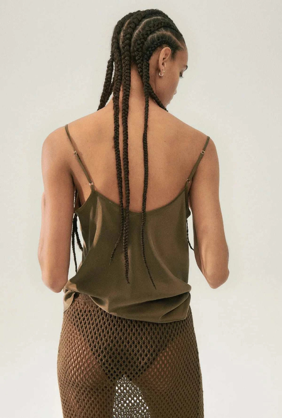 Silk Laundry Bias Cut Cami Dark Earth