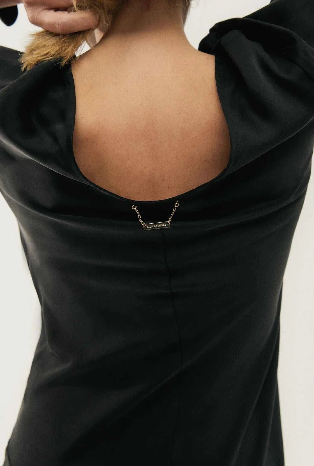 Silk Laundry Full Sleeve Bias Cut Dress Black