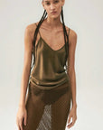 Silk Laundry Bias Cut Cami Dark Earth